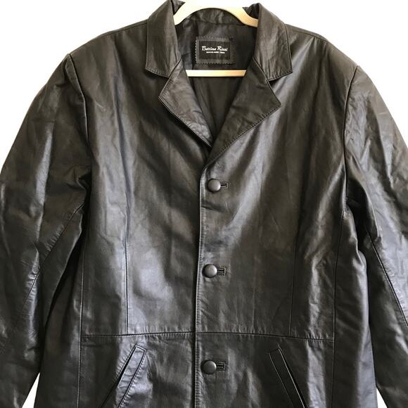 BETTINA RIZZI VTG Leather Coat Men L Black Custom Retro Grunge Goth Y2K Matrix - Picture 4 of 13